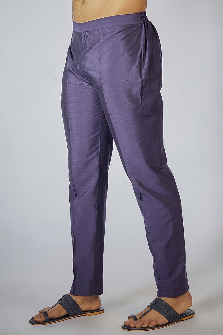 Purple Cotton Silk Mirror Embroidered Kurta Set by Bubber Couture at Pernia's Pop Up Shop