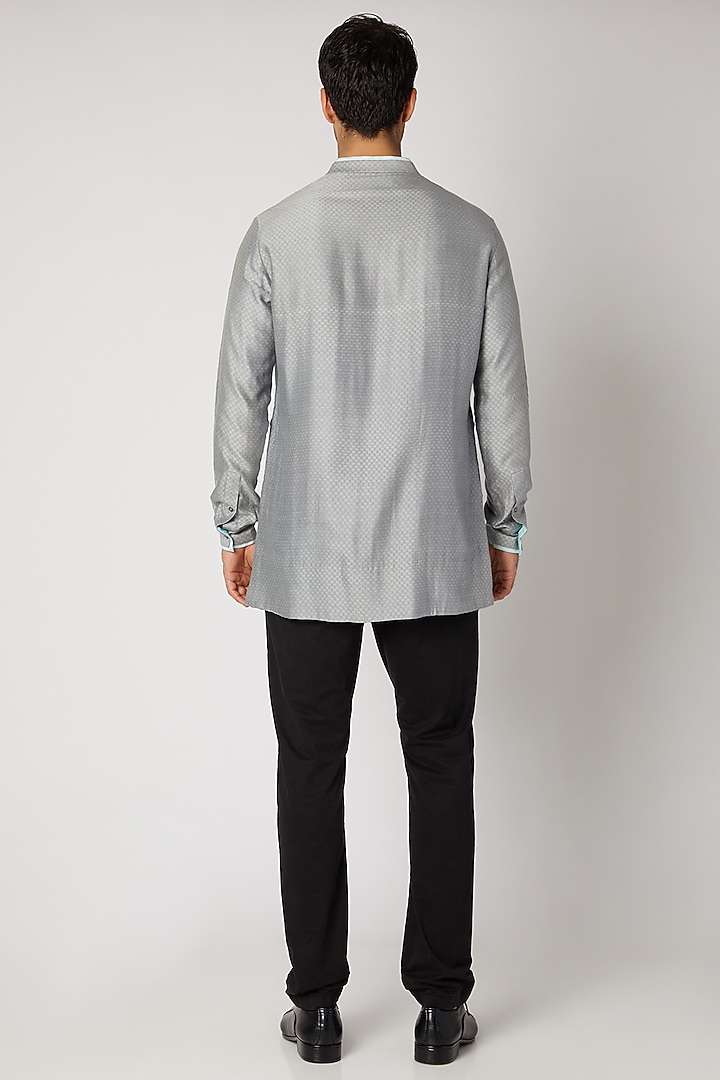 Grey Layered Shirt Kurta by Bubber Couture at Pernia's Pop Up Shop