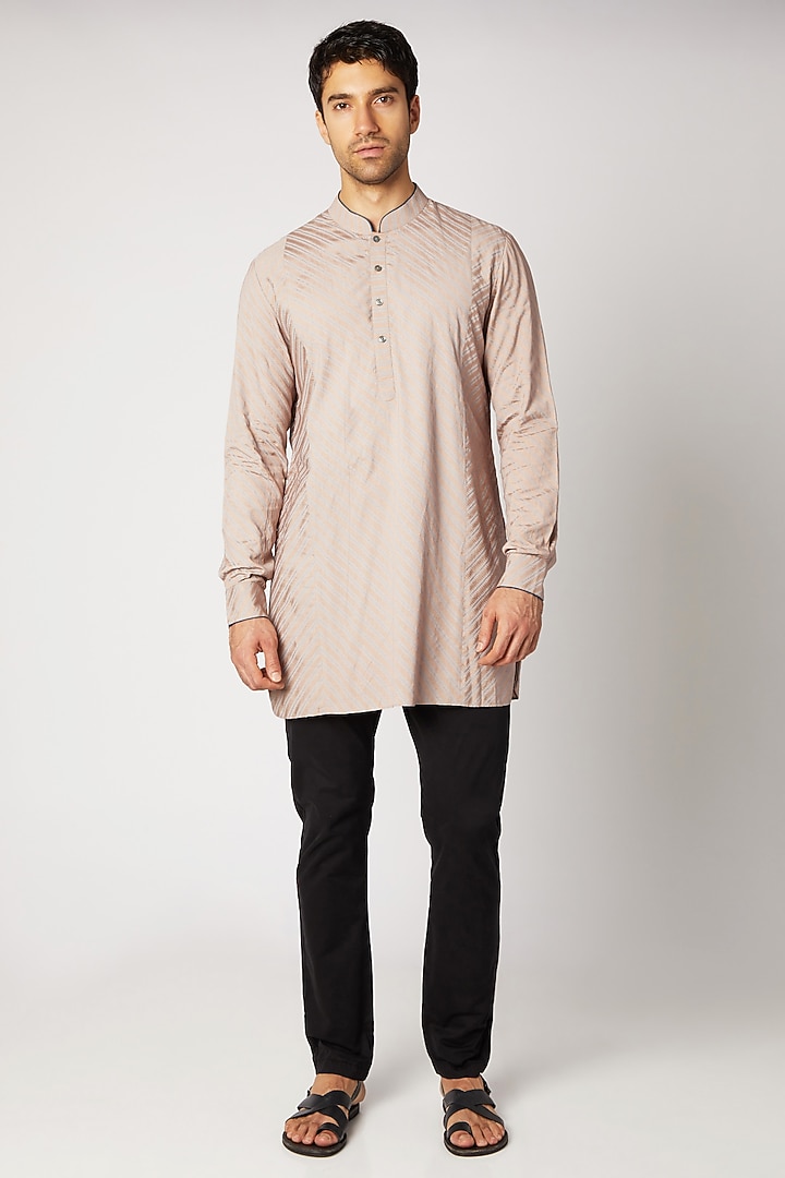 Nude Printed Sleevless Assymetric Cotton A-Line Kurta