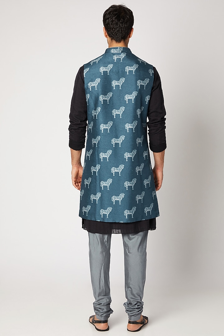 Cobalt Blue & Black Reversible Wedding Sherwani by Bubber Couture at Pernia's Pop Up Shop