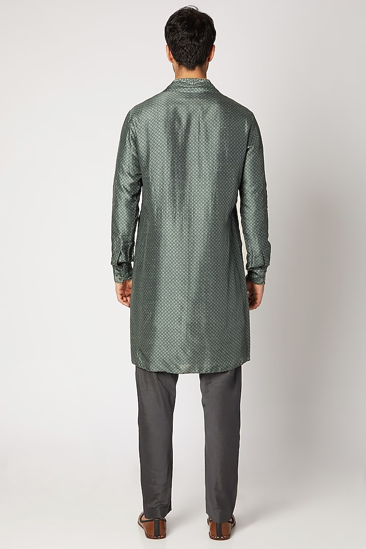 Charcoal Grey Printed Shawl Kurta Set by Bubber Couture at Pernia's Pop Up Shop
