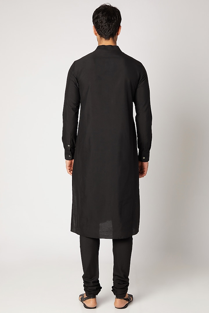 Black Classic Kurta Set by Bubber Couture at Pernia's Pop Up Shop