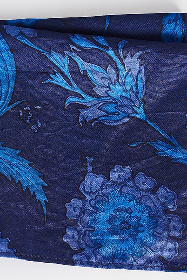 Blue Silk Printed Pocket Square by Bubber Couture at Pernia's Pop Up Shop