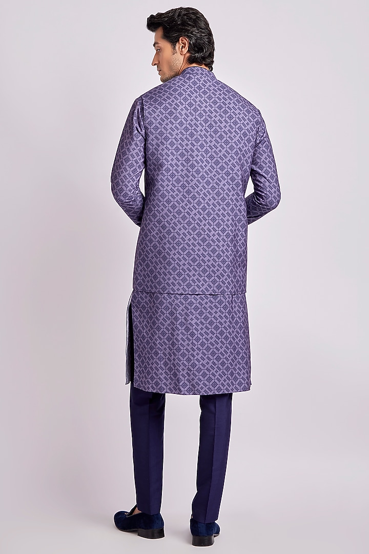 Purple Digital Printed Indo-Western Jacket Set by Bubber Couture at Pernia's Pop Up Shop