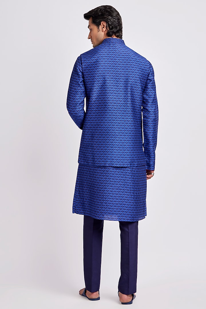 Sapphire & Cobalt Blue Digital Printed Bundi Jacket by Bubber Couture at Pernia's Pop Up Shop