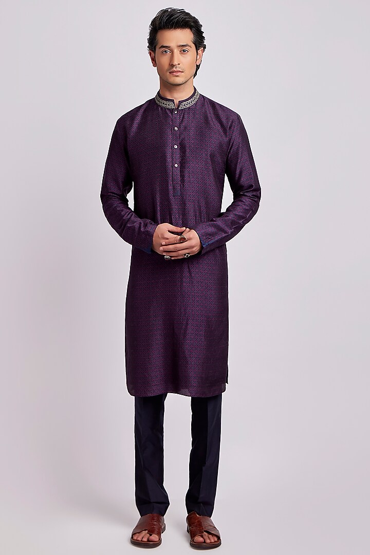 Wine Digital Printed Kurta Set by Bubber Couture