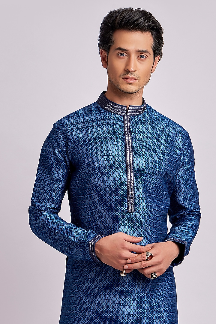 Teal Digital Printed Kurta Set by Bubber Couture at Pernia's Pop Up Shop