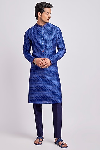 Sapphire & Cobalt Digital Printed Kurta Set by Bubber Couture