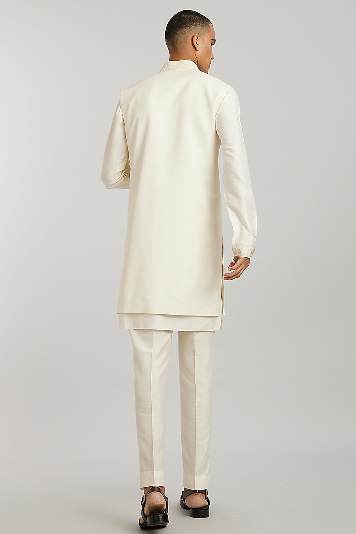 Ivory Wool Embroidered Groom Sherwani by Bubber Couture at Pernia's Pop Up Shop