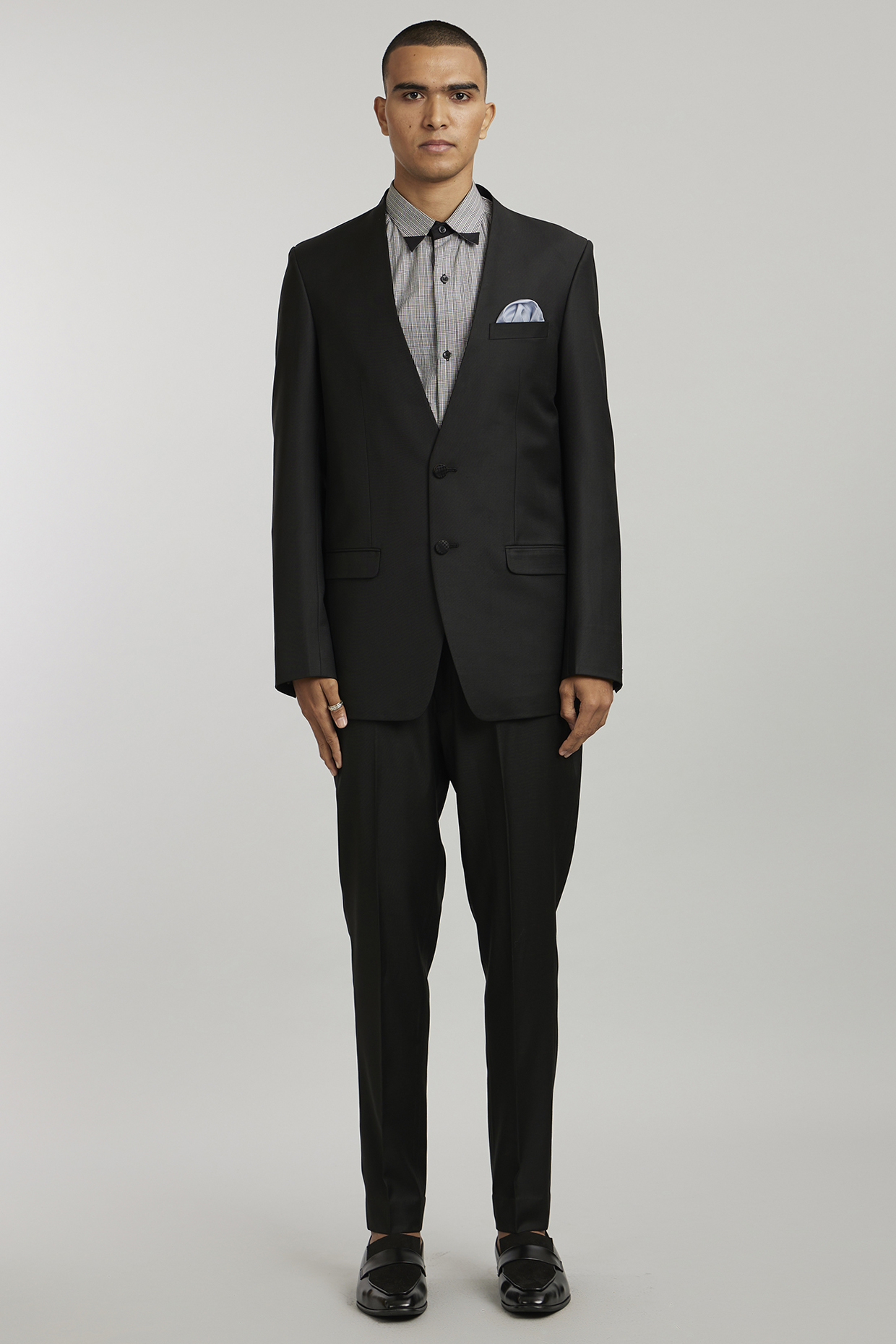 Ebony Wool Collarless Blazer by Bubber Couture at Pernia's Pop Up Shop