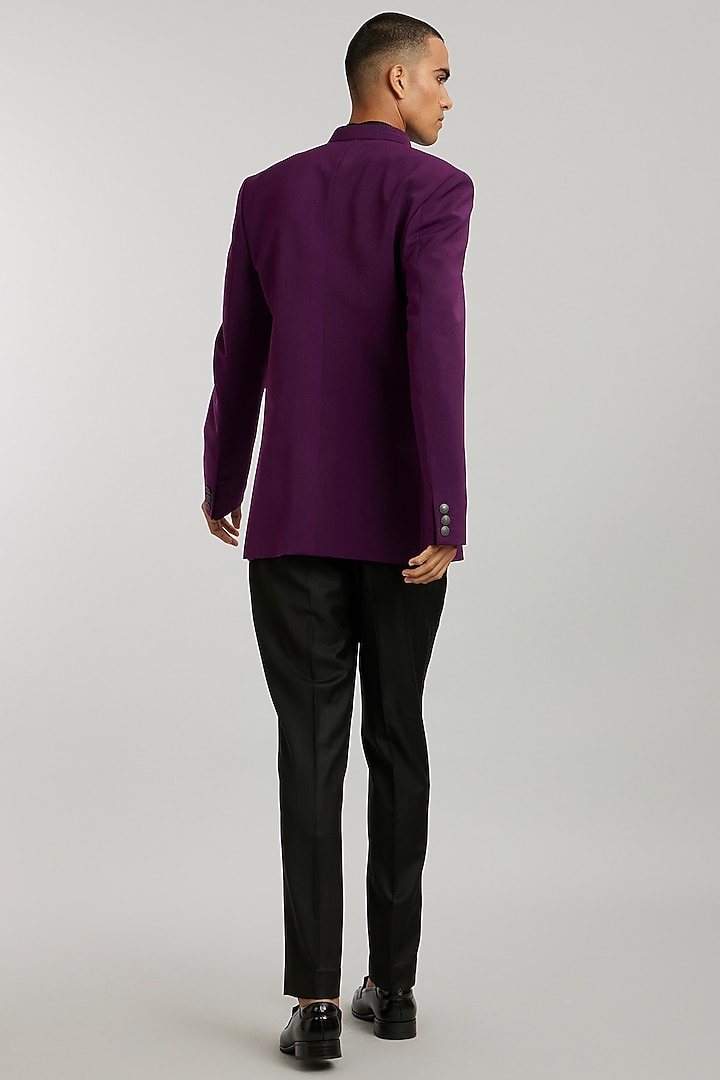 Wine Crepe Wool Layered Wedding Bandhgala by Bubber Couture at Pernia's Pop Up Shop