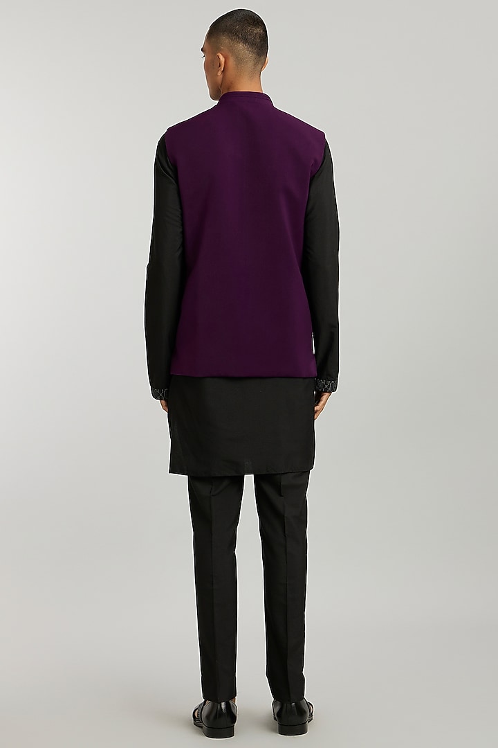 Wine Crepe Wool Bundi Jacket by Bubber Couture at Pernia's Pop Up Shop