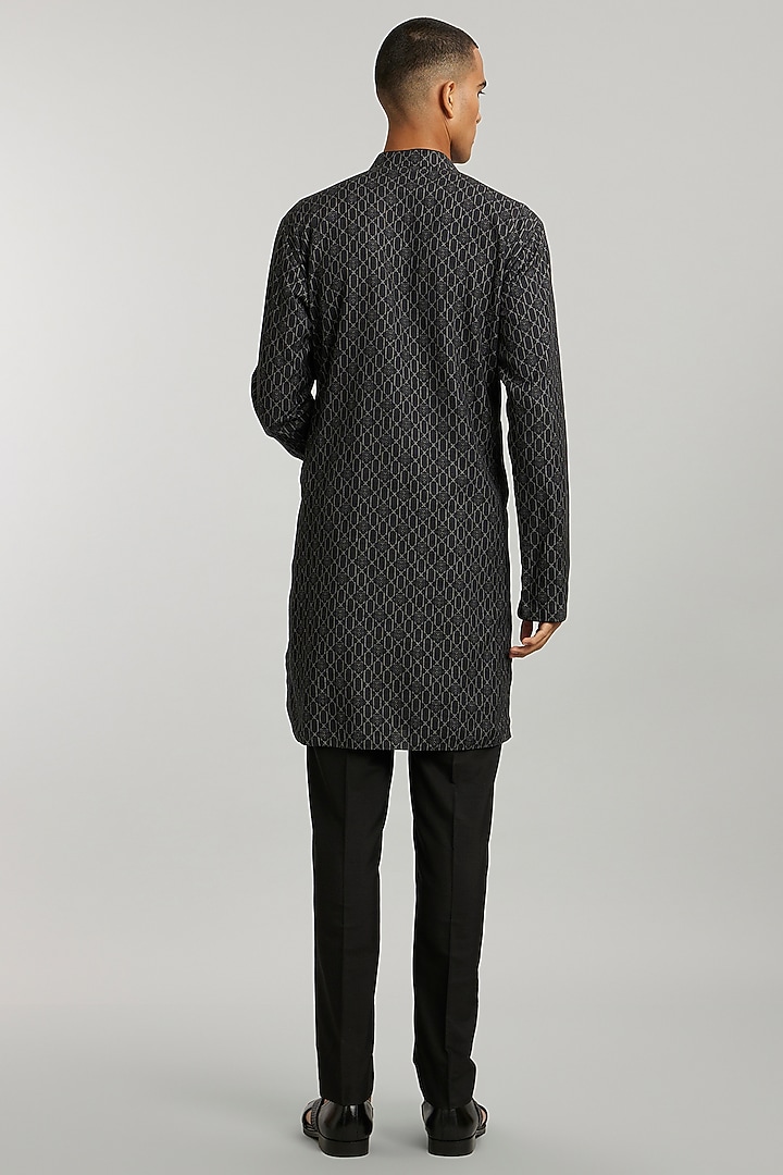 Ebony Textured Cotton Printed Kurta Set by Bubber Couture at Pernia's Pop Up Shop