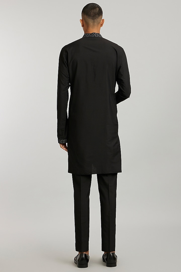 Ebony & Grey Cotton Silk Printed Kurta Set by Bubber Couture at Pernia's Pop Up Shop