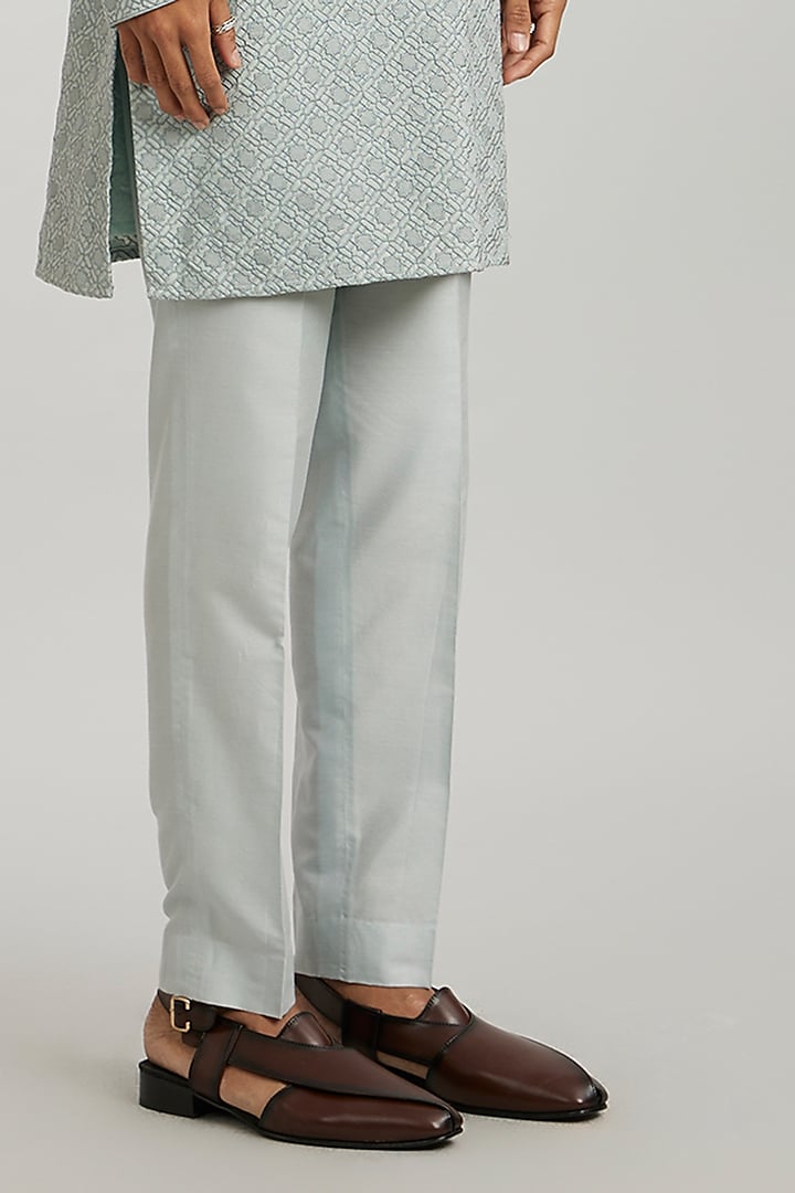 Grey Cotton Silk Embroidered Kurta Set by Bubber Couture at Pernia's Pop Up Shop