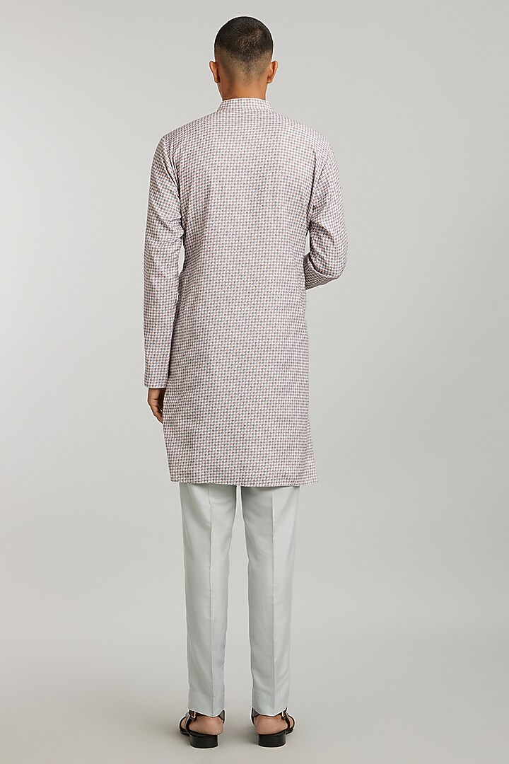 White Textured Cotton Printed Kurta Set by Bubber Couture at Pernia's Pop Up Shop
