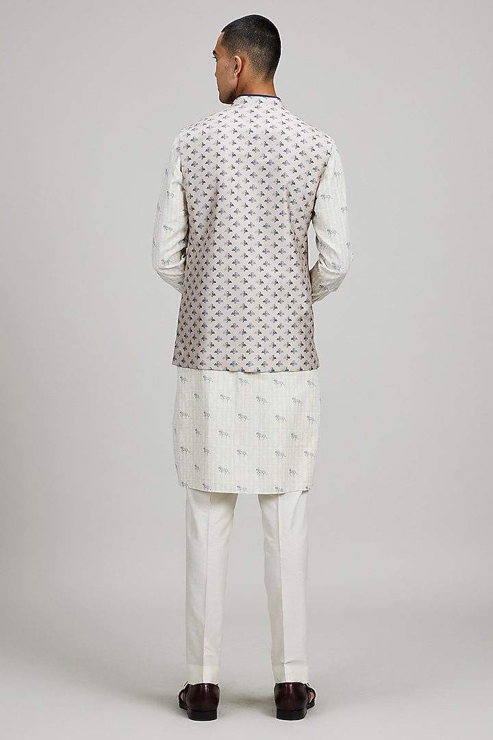 Taupe Textured Cotton Bundi Jacket by Bubber Couture at Pernia's Pop Up Shop