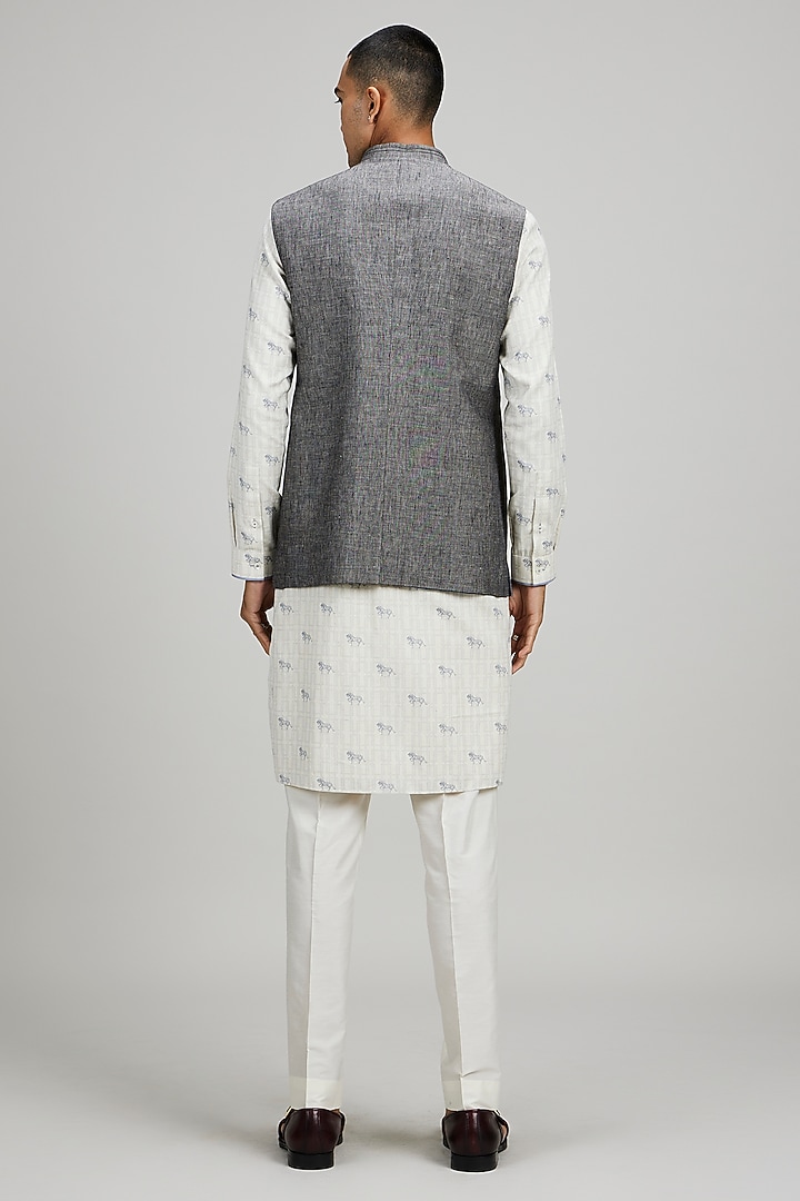 Charcoal Linen Bundi Jacket by Bubber Couture at Pernia's Pop Up Shop