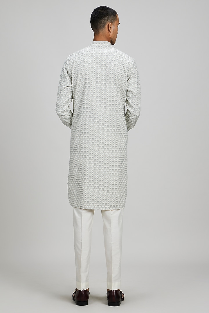 Off-White Textured Cotton Printed Kurta Set by Bubber Couture at Pernia's Pop Up Shop