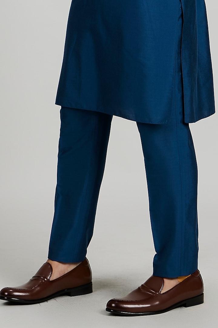 Teal Cotton Silk Printed Kurta Set by Bubber Couture at Pernia's Pop Up Shop