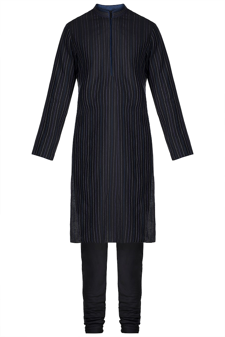 Black Textured Kurta Set For Boys by Bubber Couture - Kids at Pernia's Pop Up Shop