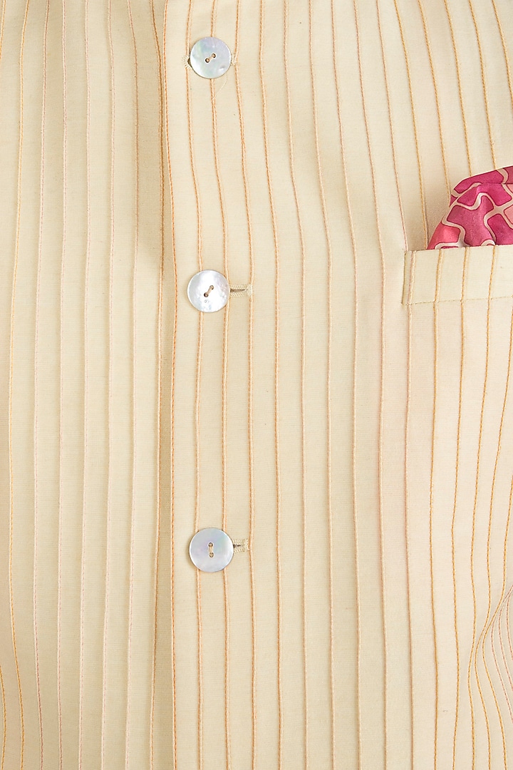 Yellow Pintucked Bundi Jacket For Boys by Bubber Couture - Kids at Pernia's Pop Up Shop