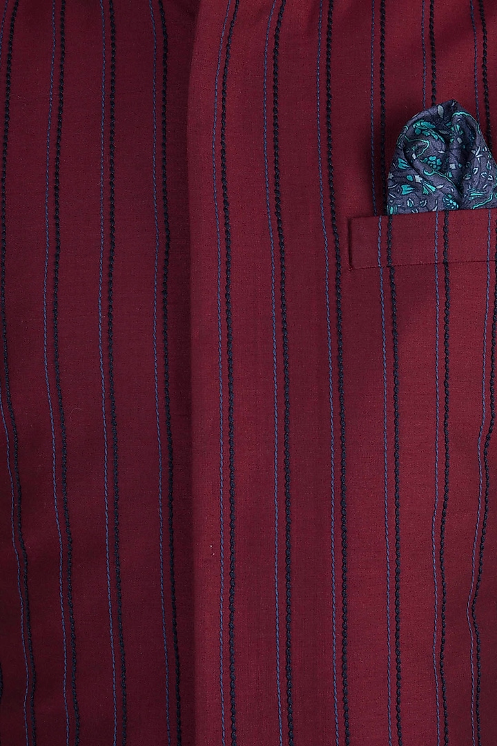Maroon Embroidered Bundi Jacket For Boys by Bubber Couture - Kids at Pernia's Pop Up Shop