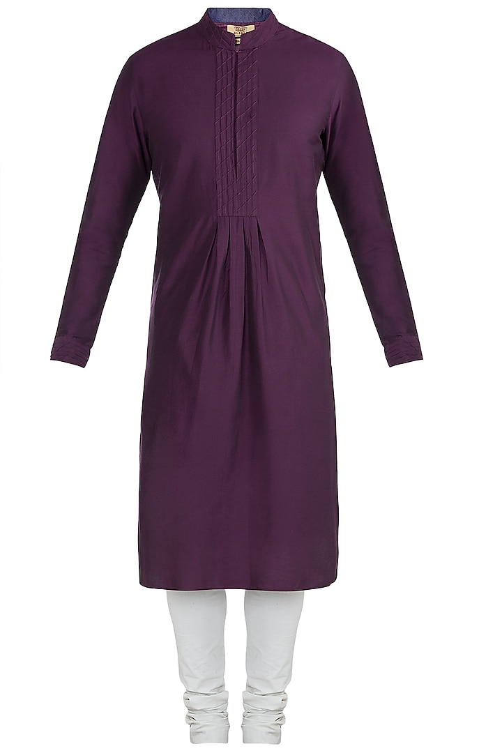 Wine Silk Textured Kurta Set For Boys by Bubber Couture - Kids at Pernia's Pop Up Shop