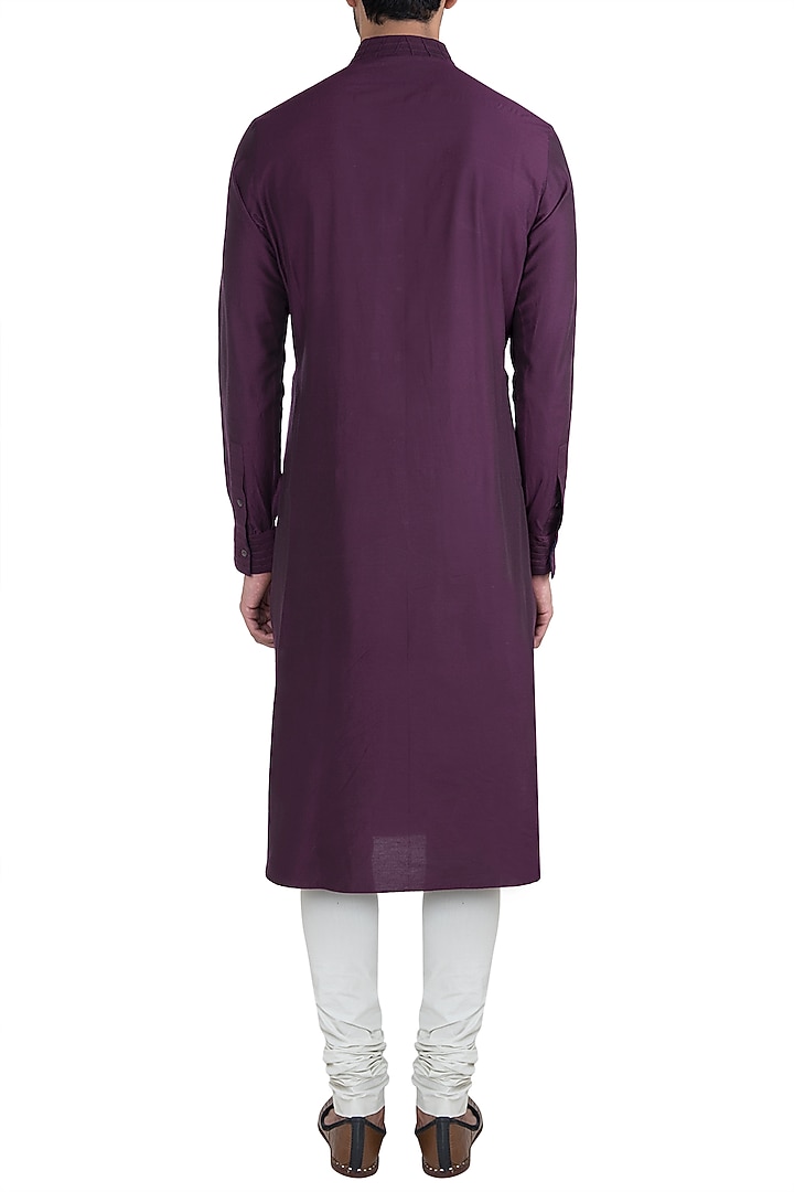 Wine Silk Textured Kurta Set For Boys by Bubber Couture - Kids at Pernia's Pop Up Shop