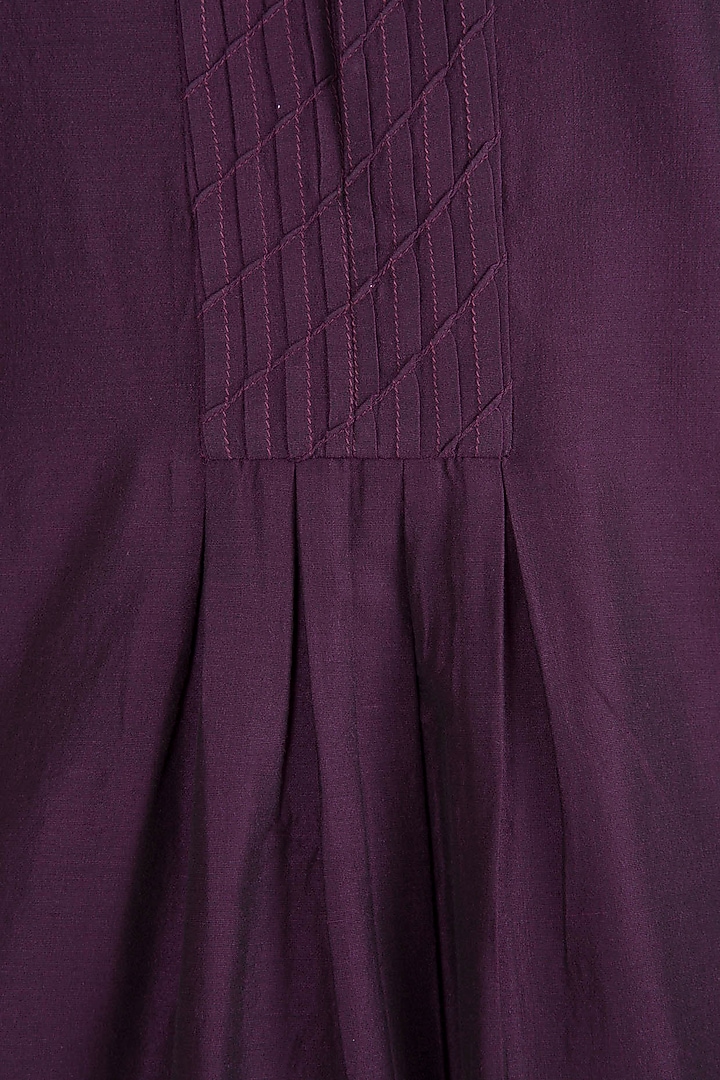 Wine Silk Textured Kurta Set For Boys by Bubber Couture - Kids at Pernia's Pop Up Shop