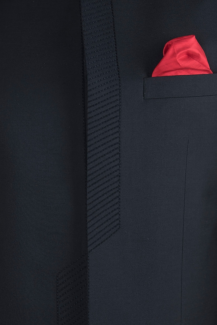 Black Textured Bandhgala Jacket Set For Boys by Bubber Couture - Kids at Pernia's Pop Up Shop