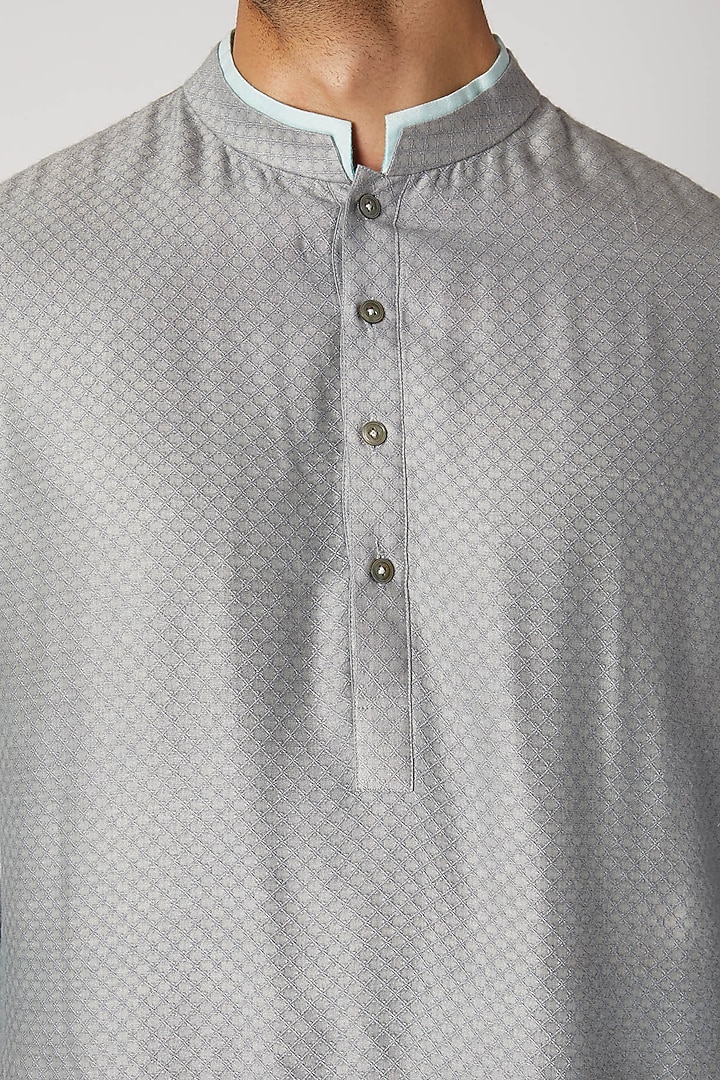 Grey Layered Shirt Kurta For Boys by Bubber Couture - Kids at Pernia's Pop Up Shop