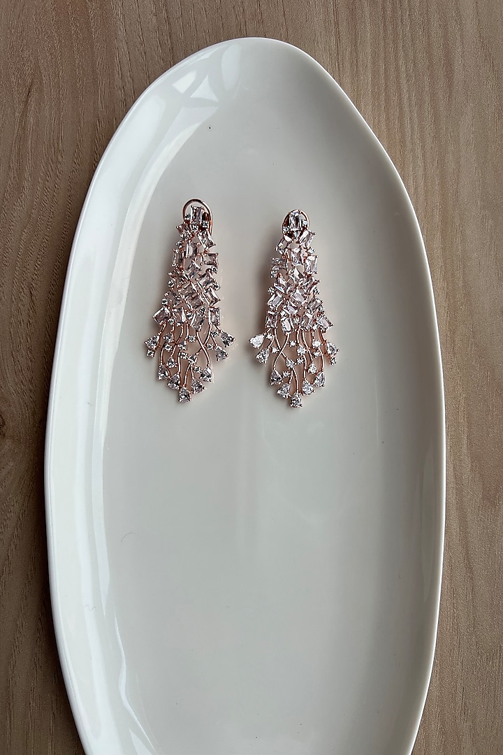 Rose Gold Finish Zirconia Dangler Earrings by Bubber Jewels