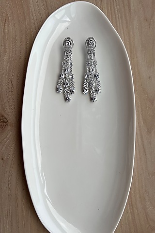 White Rhodium Finish Zirconia Dangler Earrings by Bubber Jewels