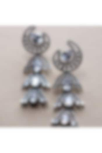 White Rhodium Finish Zirconia Dangler Earrings by Bubber Jewels at Pernia's Pop Up Shop