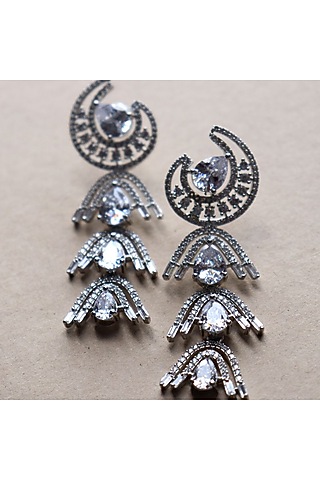 White Rhodium Finish Zirconia Dangler Earrings by Bubber Jewels