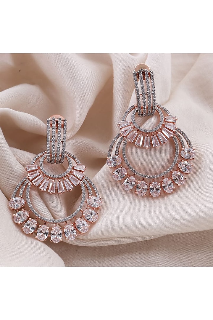 Rose Gold Finish Zirconia Dangler Earrings by Bubber Jewels at Pernia's Pop Up Shop