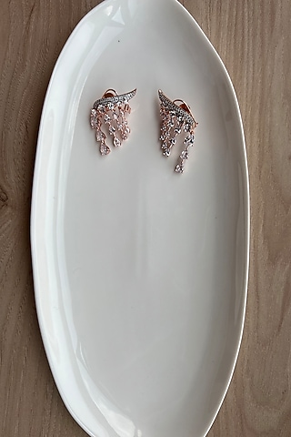 Rose Gold Finish Zirconia Dangler Earrings by Bubber Jewels