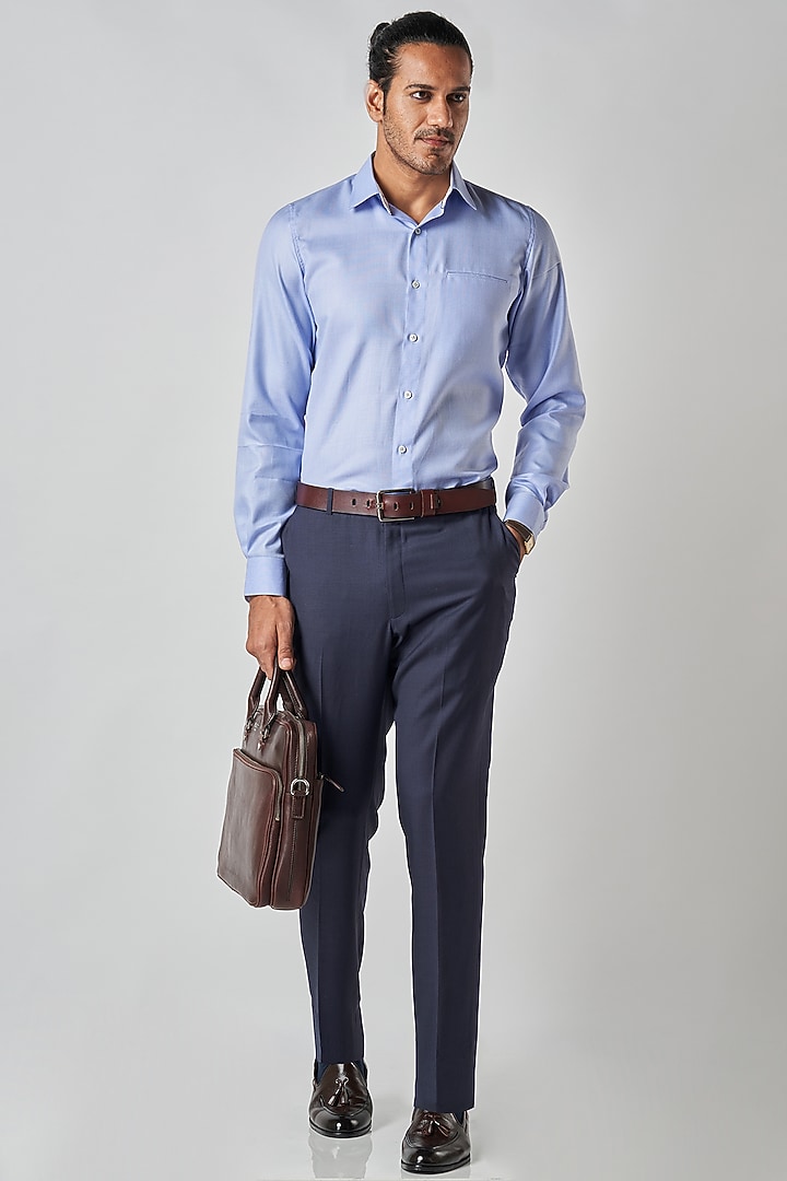 Powder Blue Poly Cotton Summer Shirt by Bubber Blu at Pernia's Pop Up Shop