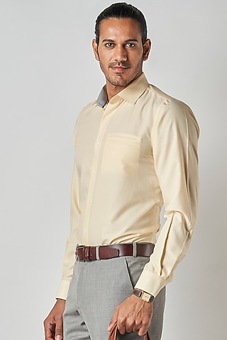 Yellow Poly Cotton Shirt by Bubber Blu