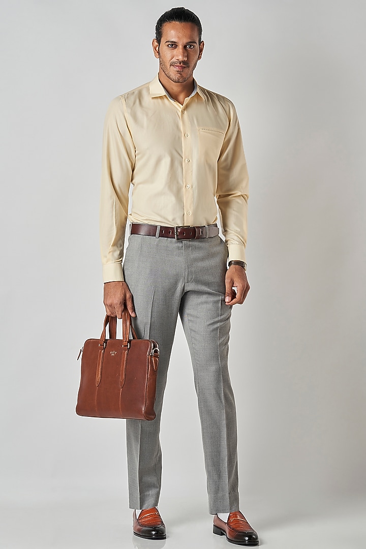 Yellow Poly Cotton Summer Shirt by Bubber Blu at Pernia's Pop Up Shop