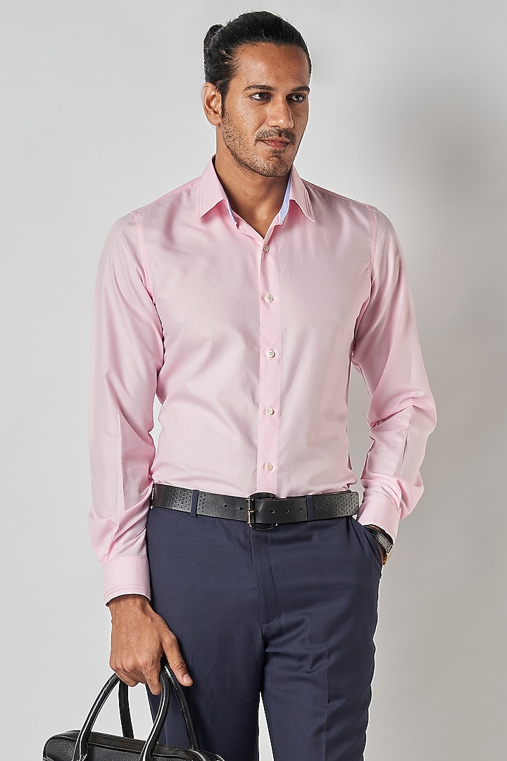 Pink Poly Cotton Shirt by Bubber Blu
