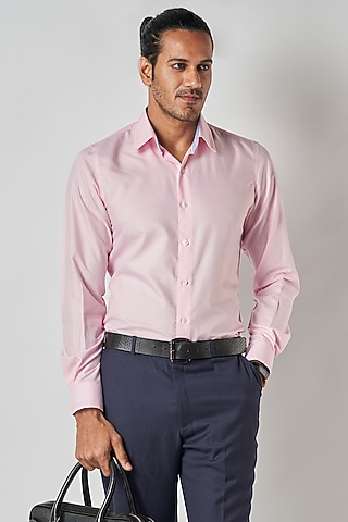 Pink Poly Cotton Shirt by Bubber Blu