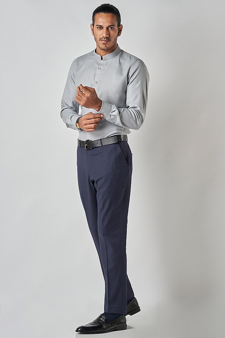 Grey Poly Cotton Summer Shirt by Bubber Blu at Pernia's Pop Up Shop