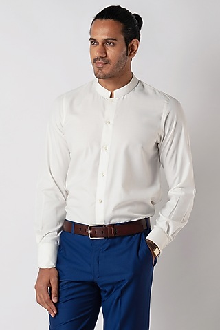 Off-White Poly Cotton Shirt by Bubber Blu