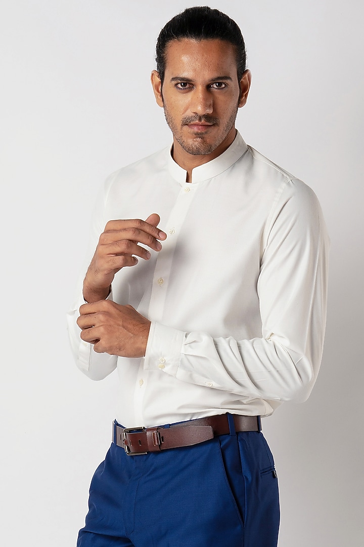 Off-White Poly Cotton Summer Shirt by Bubber Blu at Pernia's Pop Up Shop