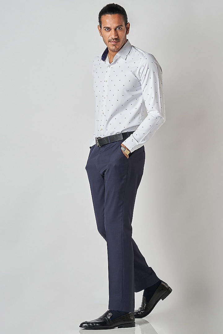 Off-White Poly Cotton Printed Party Wear Shirt by Bubber Blu at Pernia's Pop Up Shop
