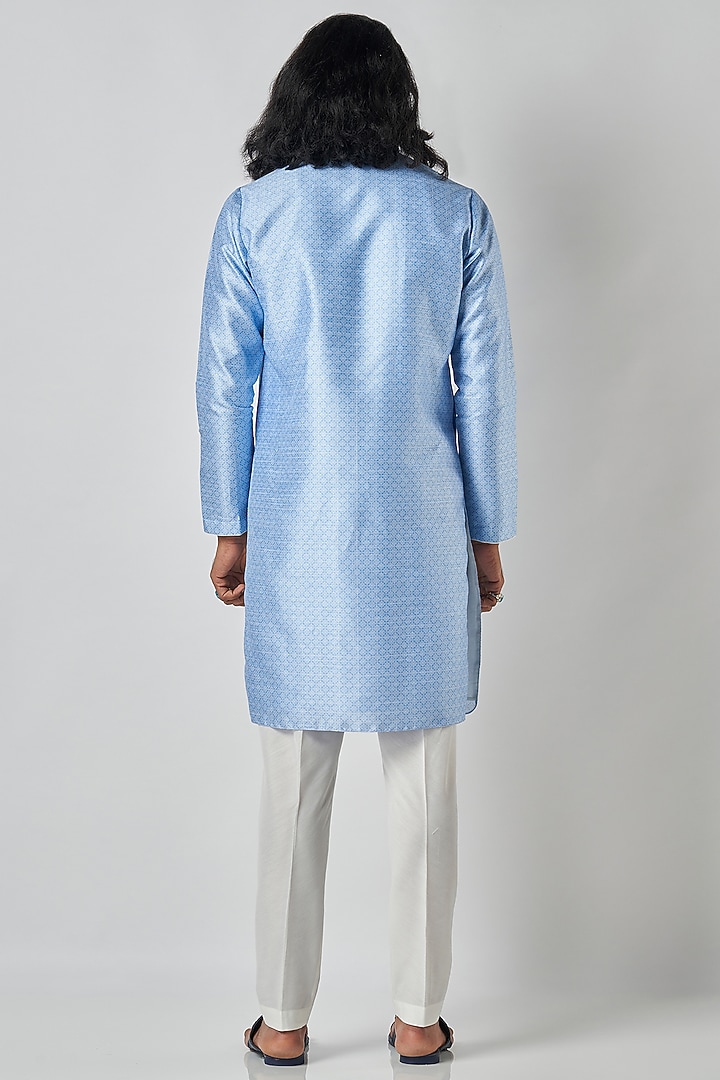 Powder Blue Poly Raw Silk Kurta Set by Bubber Blu at Pernia's Pop Up Shop