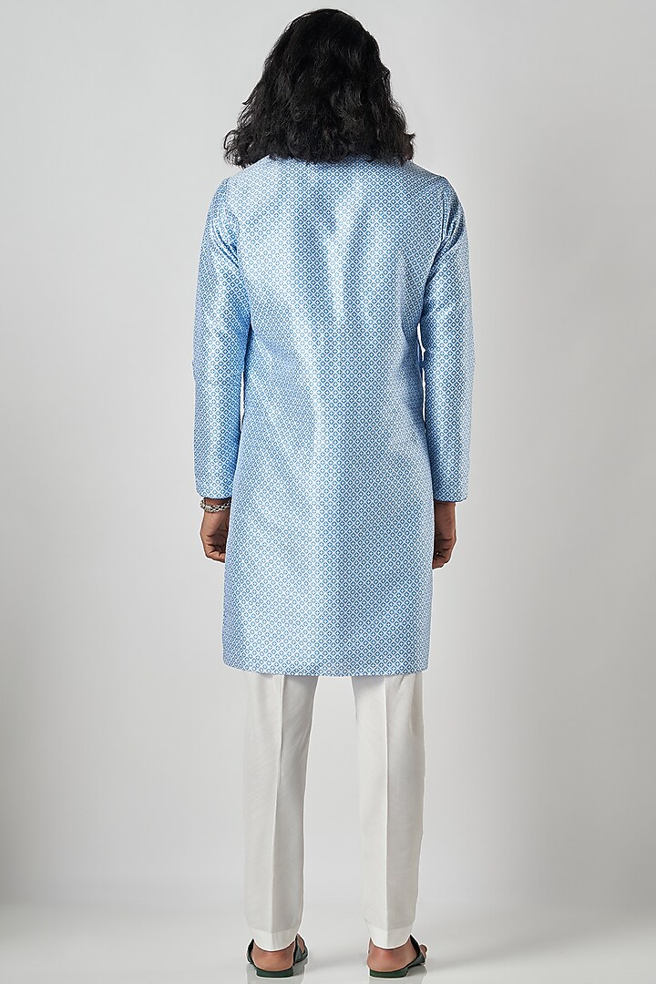 Blue Poly Raw Silk Kurta Set by Bubber Blu at Pernia's Pop Up Shop