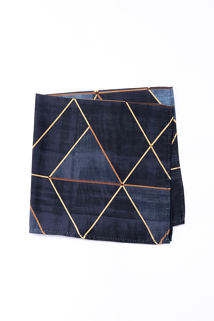 Grey Poly Silk Printed Pocket Square by Bubber Blu
